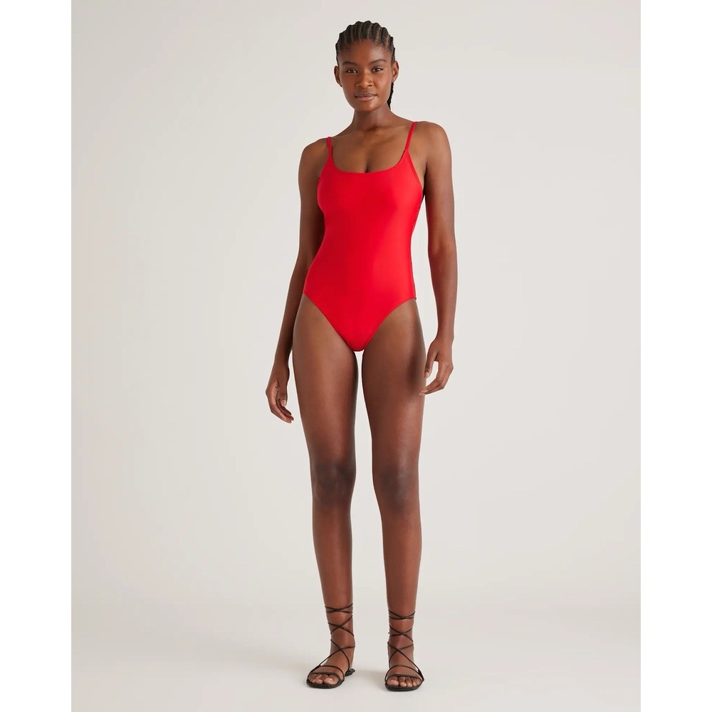 NWT Quince Cherry Red Italian Cami One-Piece Swimsuit Size Small